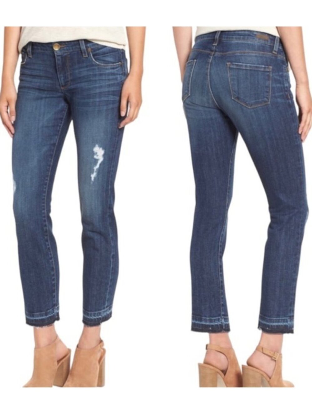 KUT FROM THE KLOTH Women's EUC‎ REECE Ankle Straight Raw Hem Jeans | Size 14